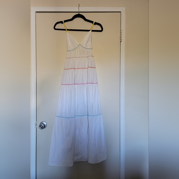 STAUD Cleo Colorblock Tiered Midi Dress Size S - Picture 5 of 9